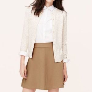 Ann Taylor LOFT Tan Scuba Flare Skirt Petite